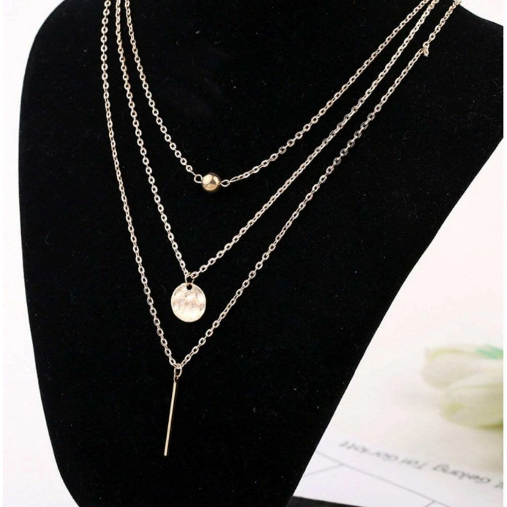 Gold Color Three Layer Chain With Evil Eye Charm … - image 3